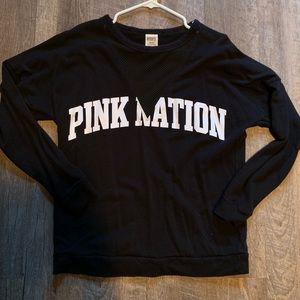 Pink Crew neck sweater with Mesh V neck detail